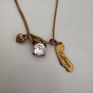 Juicy Couture 2000’s Gold Pendant Necklace with California Charm